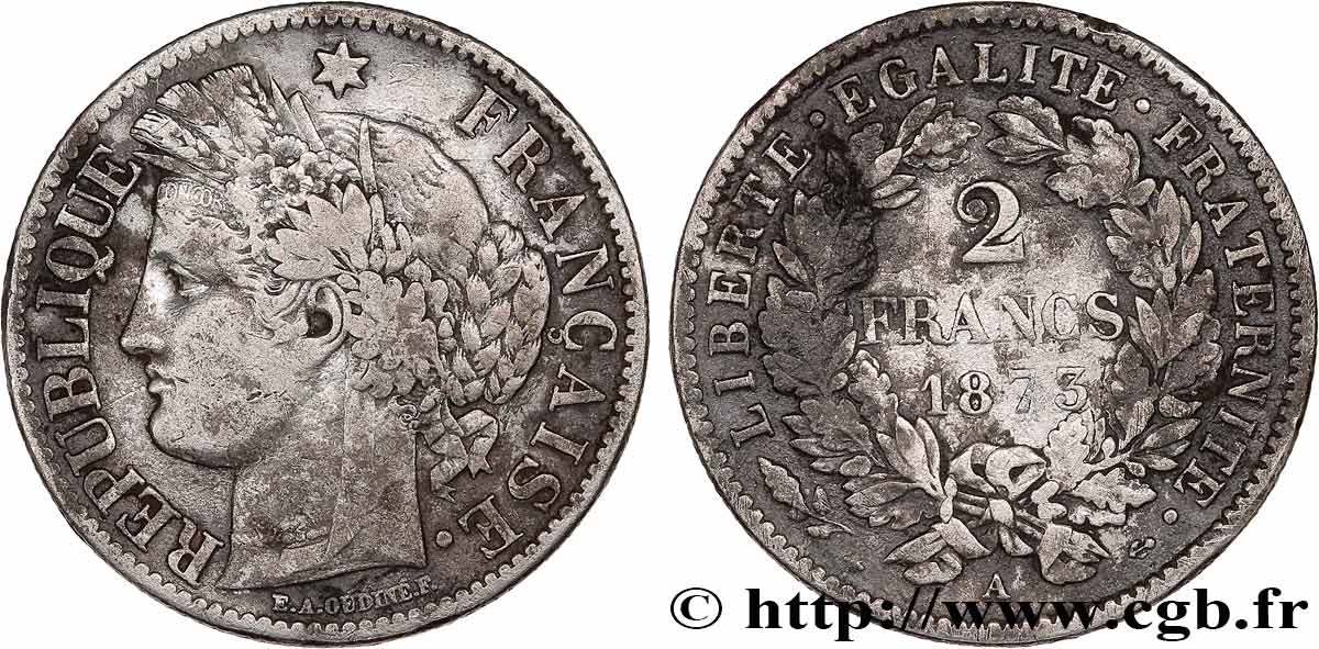 2 francs Cérès, avec légende 1873 Paris F.265/10 MB