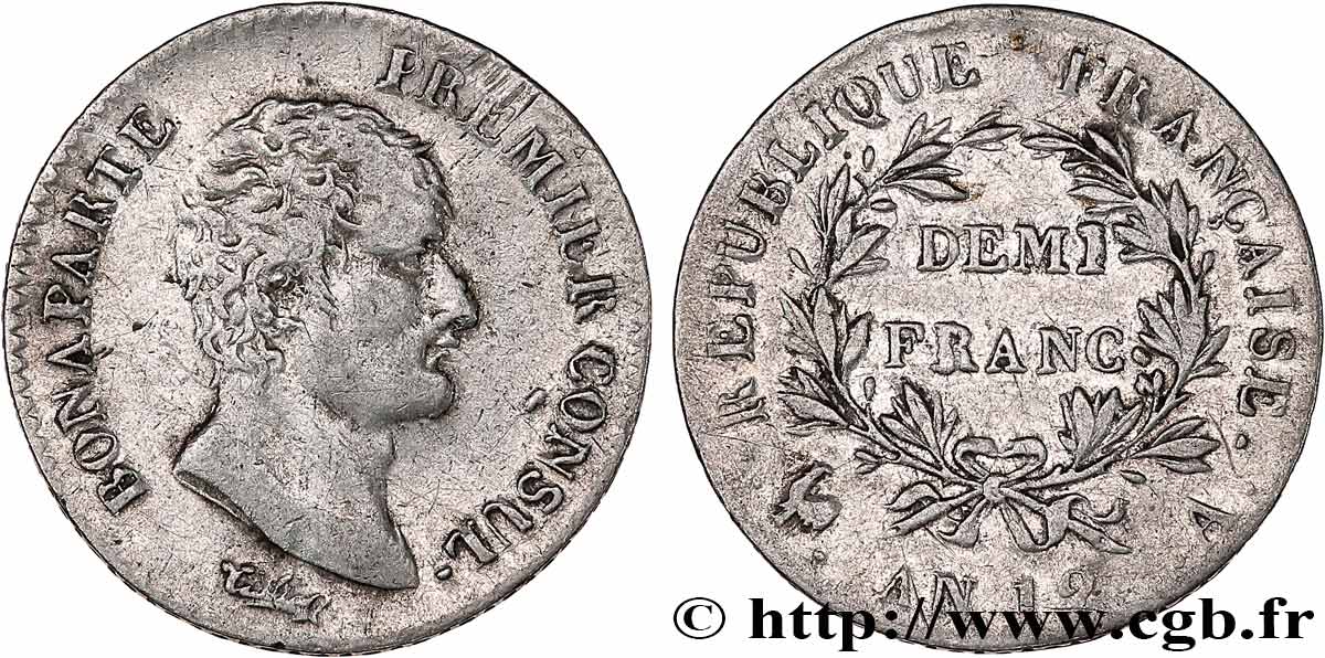 Demi-franc Bonaparte Premier Consul 1804 Paris F.173/2 BC+ 