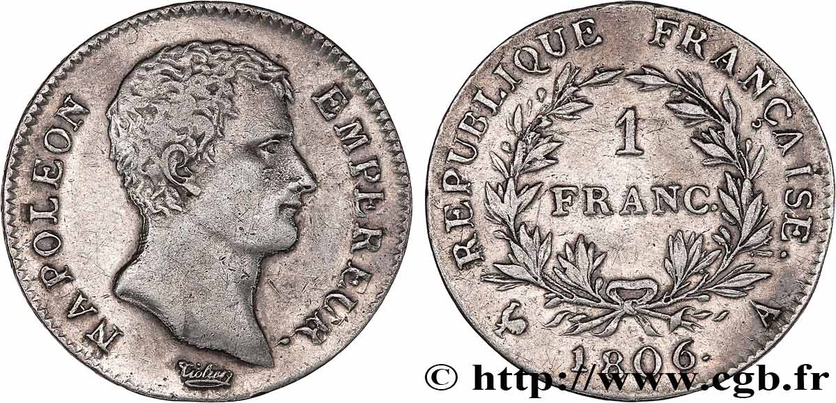 1 franc Napoléon Empereur, Calendrier grégorien 1806 Paris F.202/1 SS 