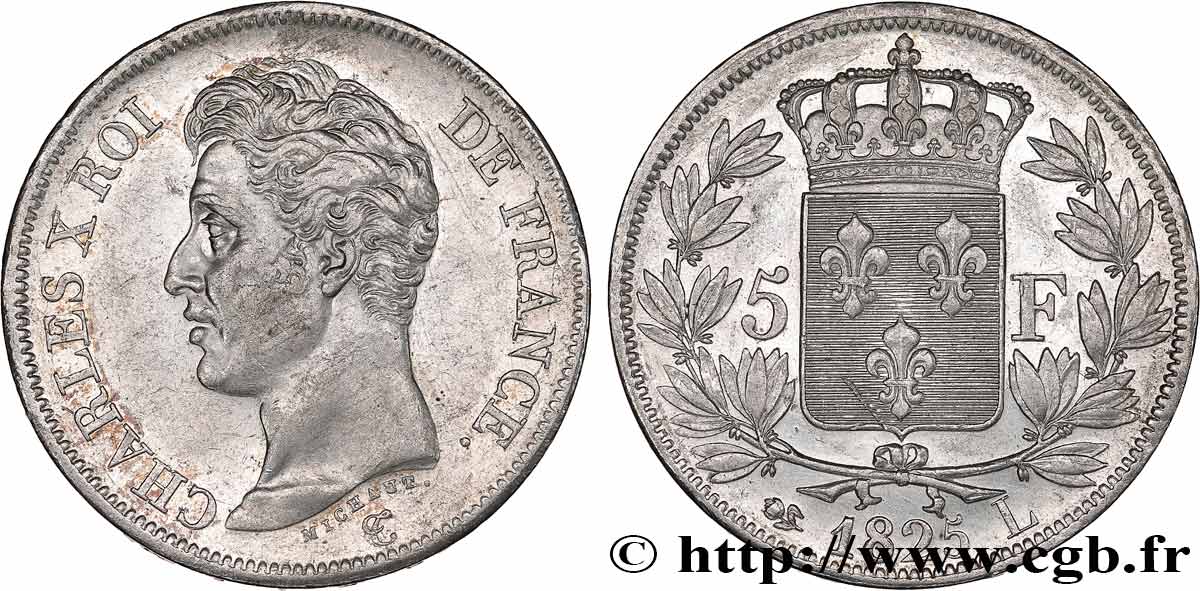 5 francs Charles X, 1er type 1825 Bayonne F.310/10 q.SPL 