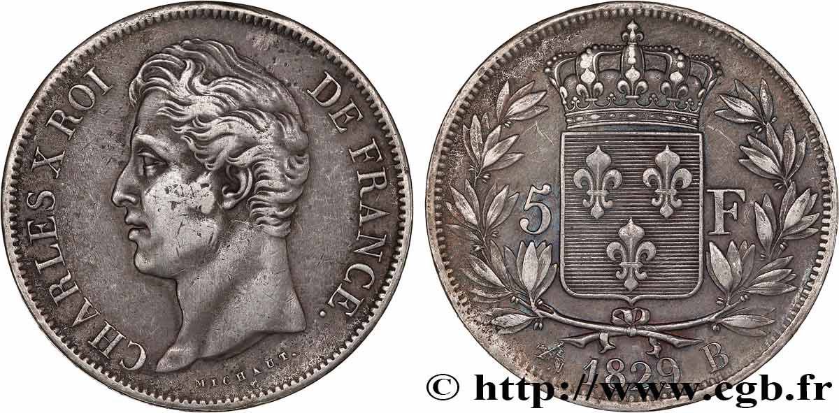 5 francs Charles X, 2e type 1829 Rouen F.311/28 TTB 
