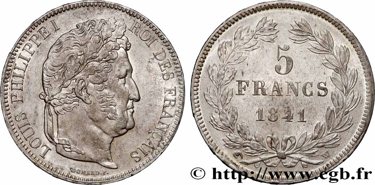 5 francs IIe type Domard 1841 Lille F.324/94 AU58 