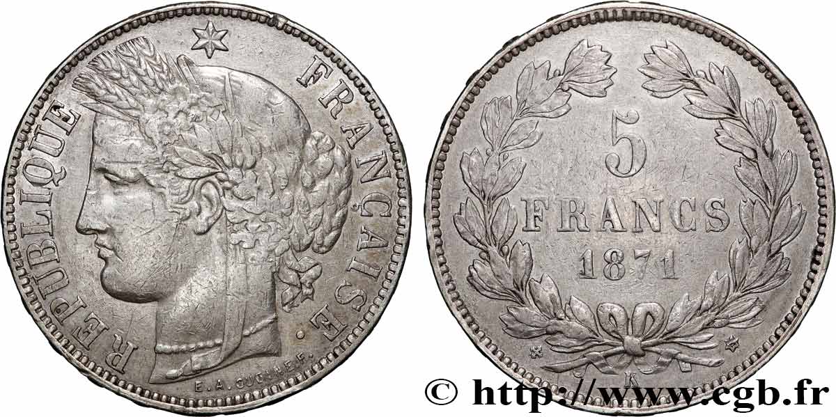 5 francs Cérès, sans légende 1871 Bordeaux F.332/8 q.BB 