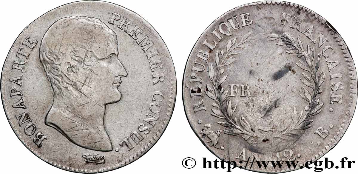 5 francs Bonaparte Premier Consul 1804 Rouen F.301/11 q.MB 