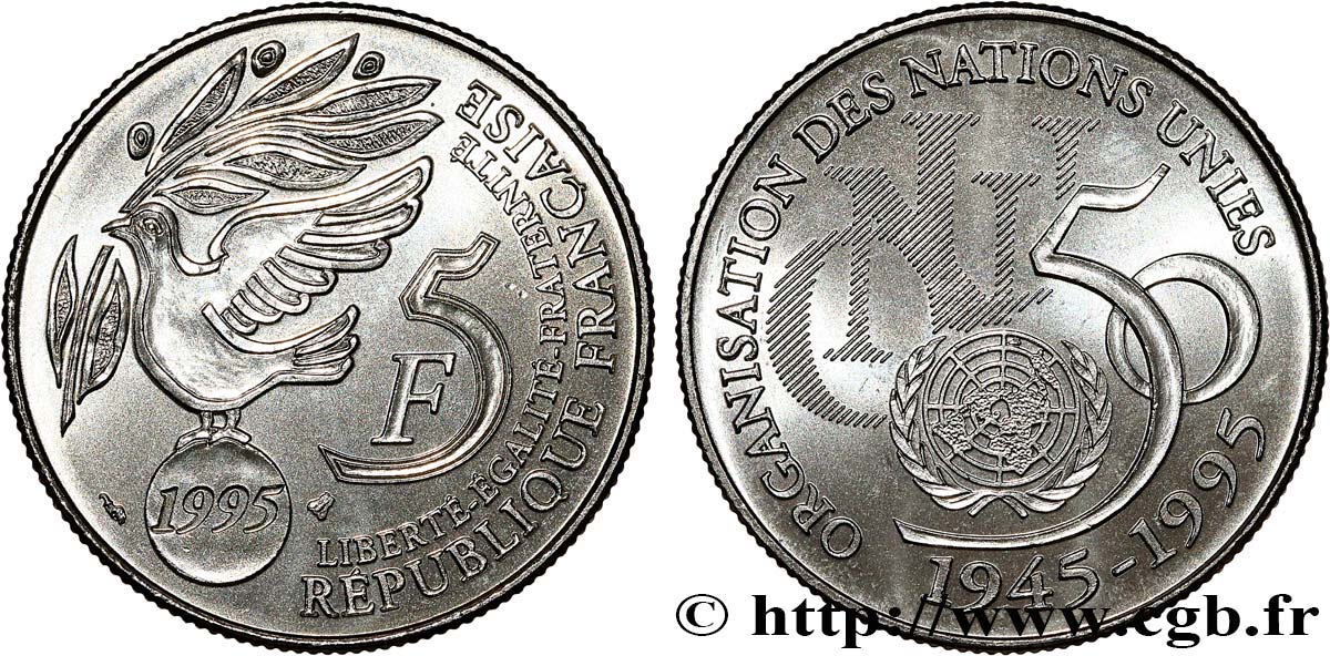 5 francs Cinquantenaire de l’ONU 1995 Pessac F.345/1 SC64 