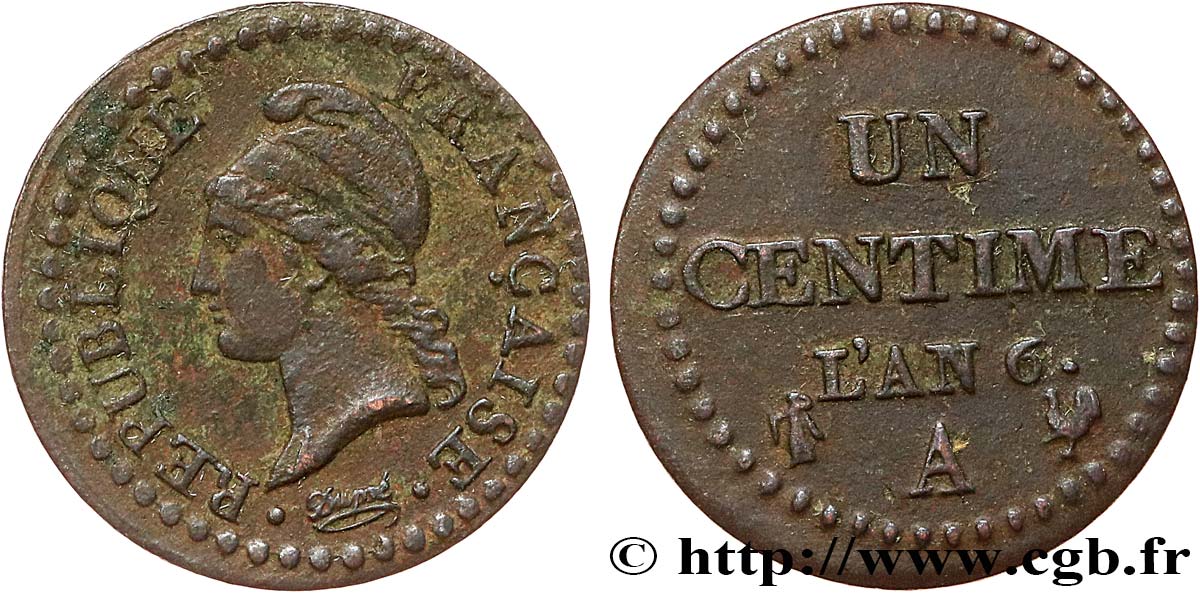 Un centime Dupré, 6 normal 1798 Paris F.100/3 TB+