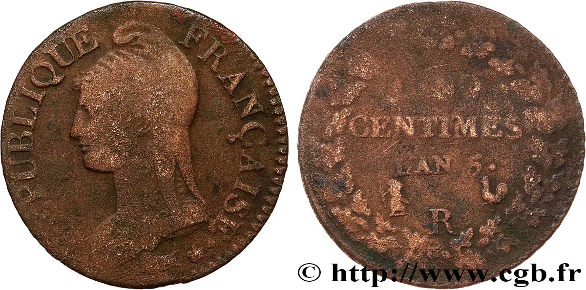 Cinq centimes Dupré, grand module 1797 Orléans F.115/28 var. B