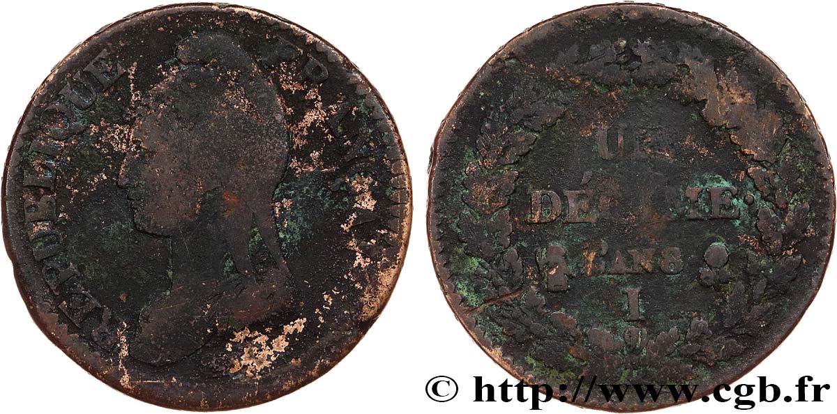 Un décime Dupré, grand module 1800 Limoges F.129/67 B