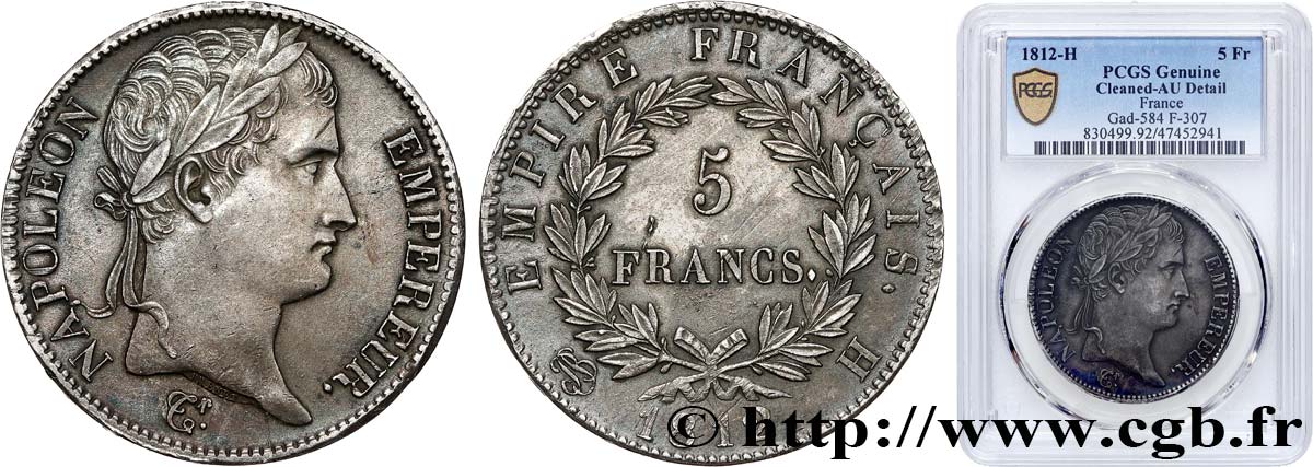 5 francs Napoléon Empereur, Empire français 1812 La Rochelle F.307/45 VZ PCGS