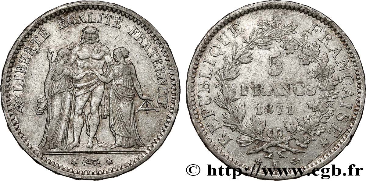 5 francs Hercule 1871 Bordeaux F.334/5 q.BB