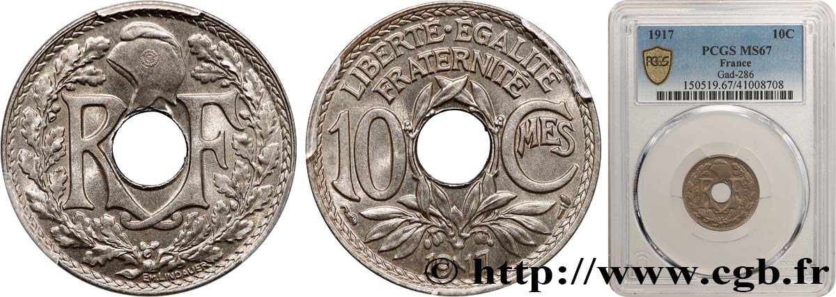 10 centimes Lindauer 1917  F.138/1 ST67 PCGS