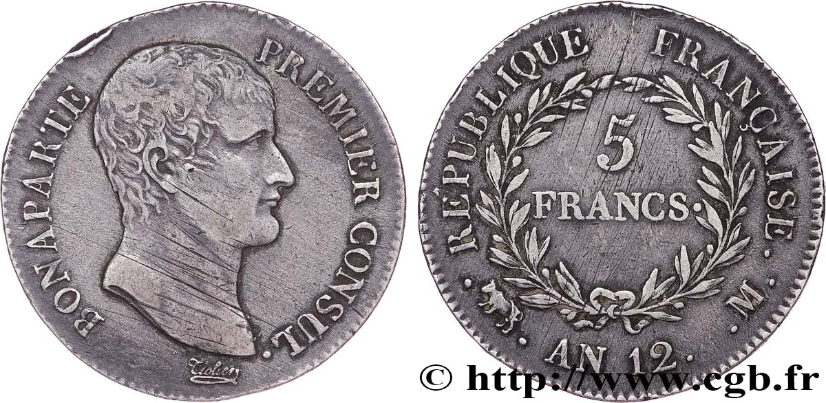 5 francs Bonaparte Premier Consul 1804 Toulouse F.301/20 fSS 