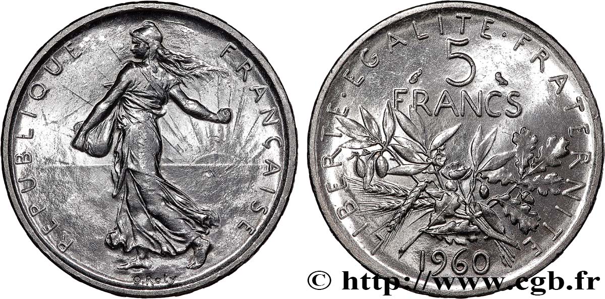 5 francs Semeuse, argent 1960 Paris F.340/4 MS/MS