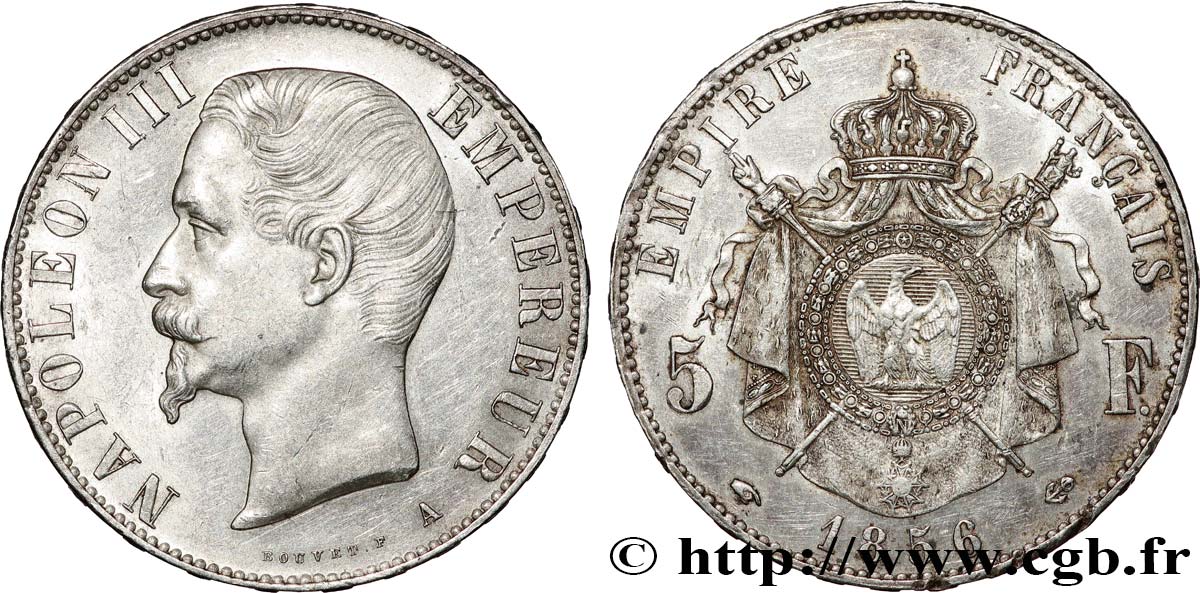 5 francs Napoléon III, tête nue 1856 Paris F.330/6 q.SPL 