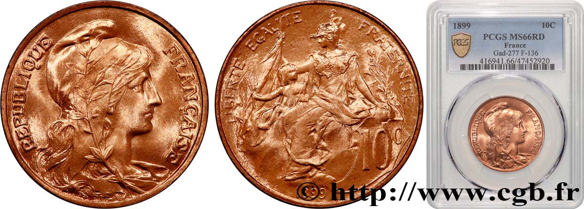 10 centimes Daniel-Dupuis 1899  F.136/7 MS66 PCGS