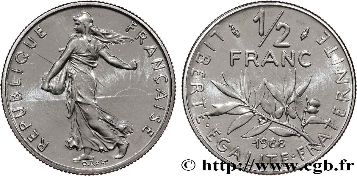 1/2 franc Semeuse 1988 Pessac F.198/27 FDC