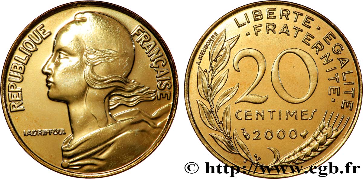 20 centimes Marianne, Brillant Universel 2000 Pessac F.156/45 FDC