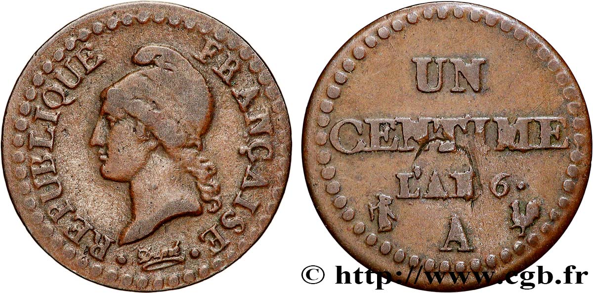 Un centime Dupré, 6 normal 1798 Paris F.100/3 TB