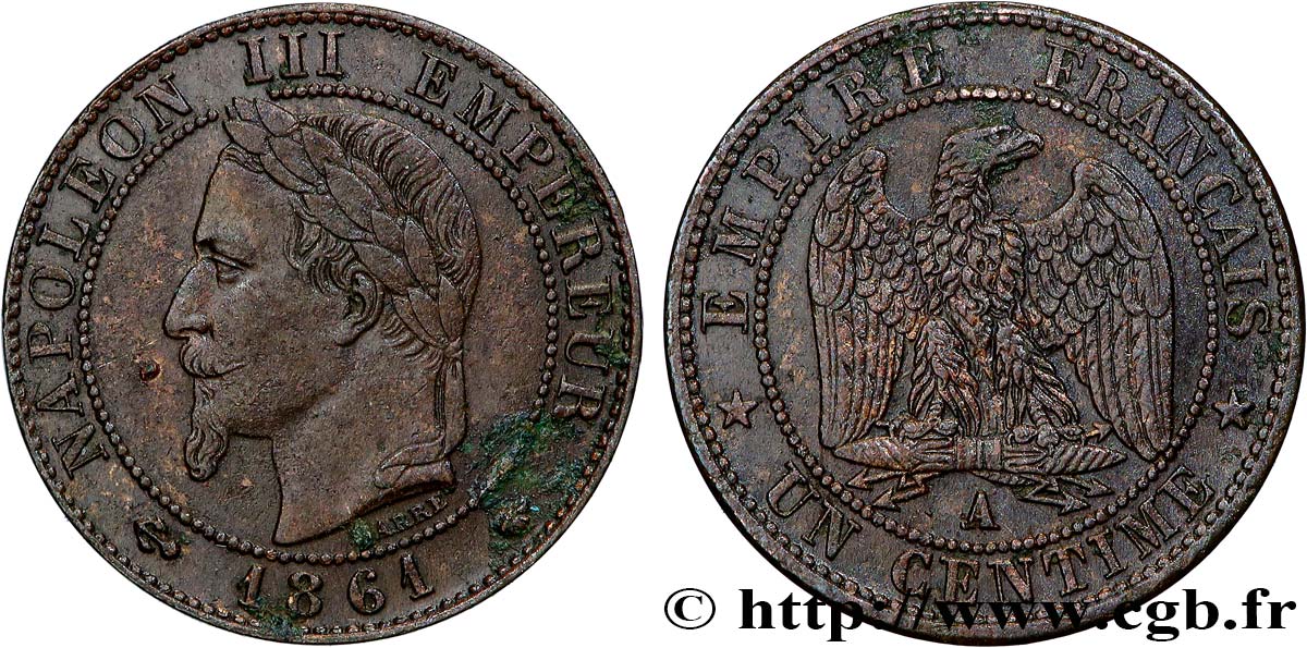 Un centime Napoléon III tête laurée 1861 Paris F 103 1 fmd 816083 Modernes