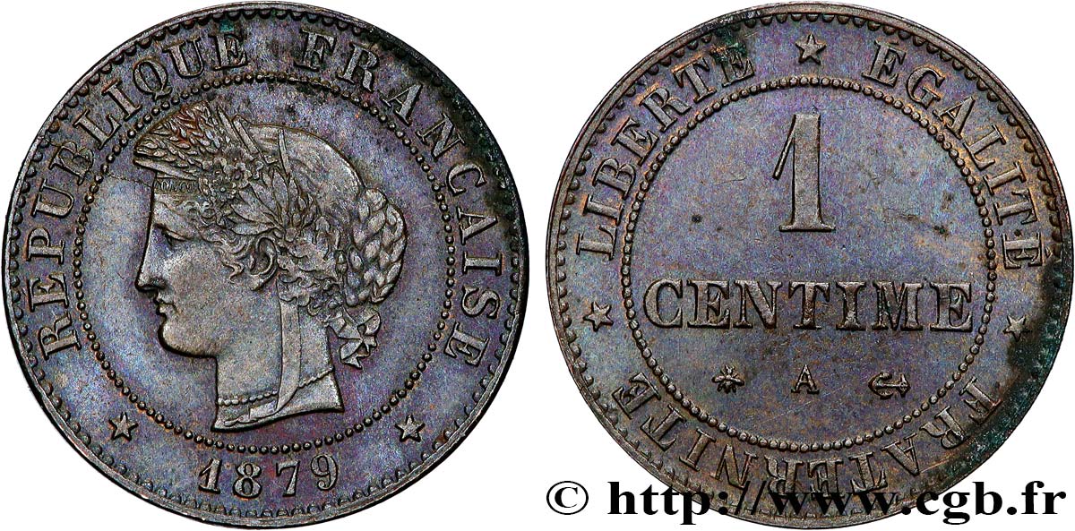1 centime Cérès, ancre barrée 1879 Paris F.104/9 TTB+