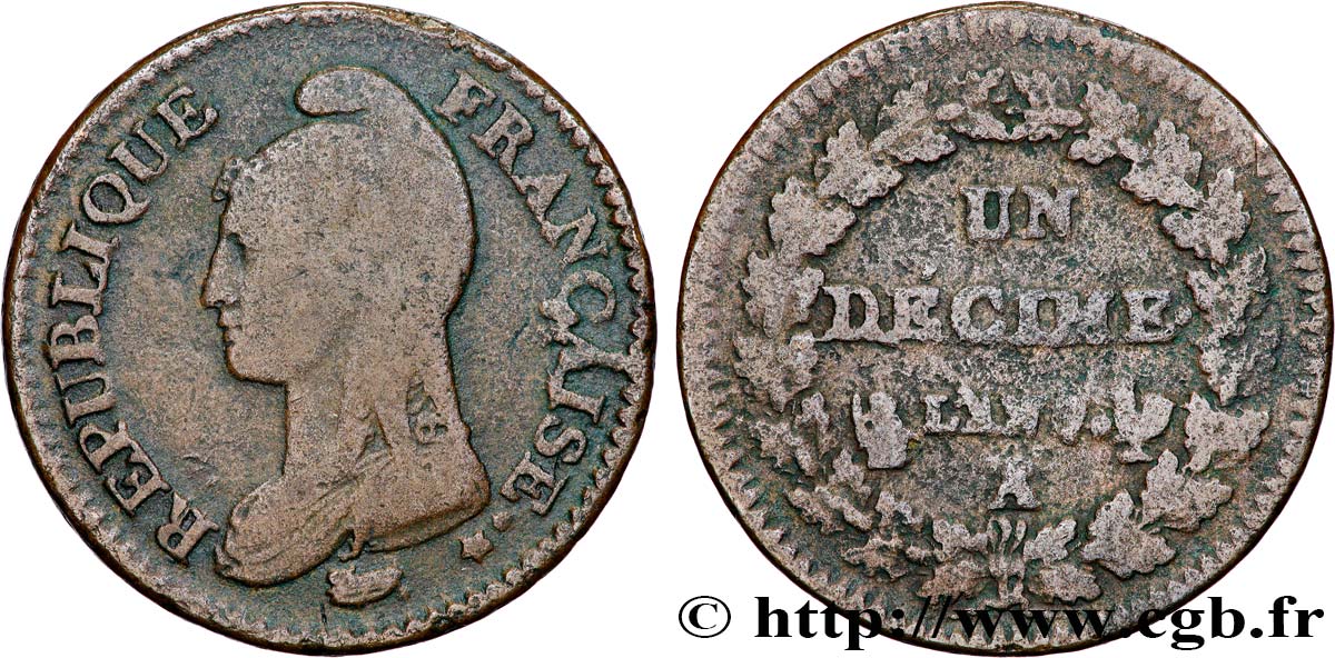 Un décime Dupré, grand module 1799 Paris F.129/20 TB