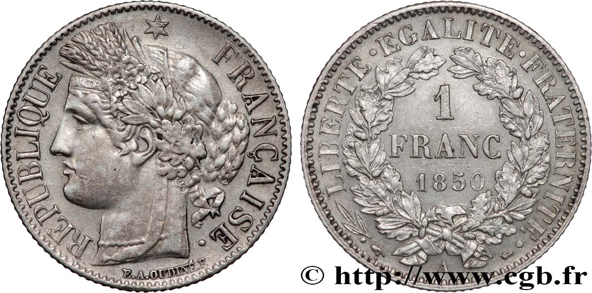 1 franc Cérès, IIe République 1850 Paris F.211/4 TTB