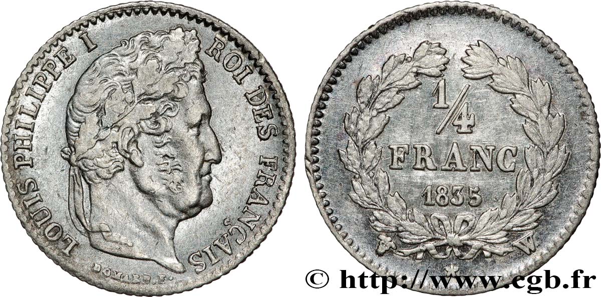 1/4 franc Louis-Philippe 1835 Lille F.166/57 TTB 