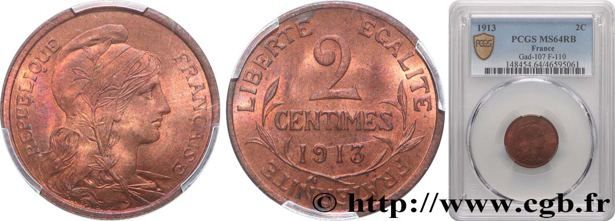 2 centimes Daniel-Dupuis 1913 Paris F.110/16 SPL64 PCGS