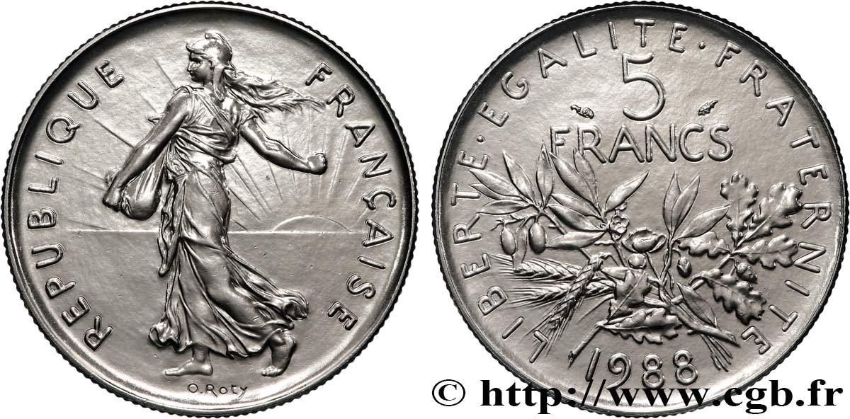5 francs Semeuse, nickel 1988 Pessac F.341/20 FDC