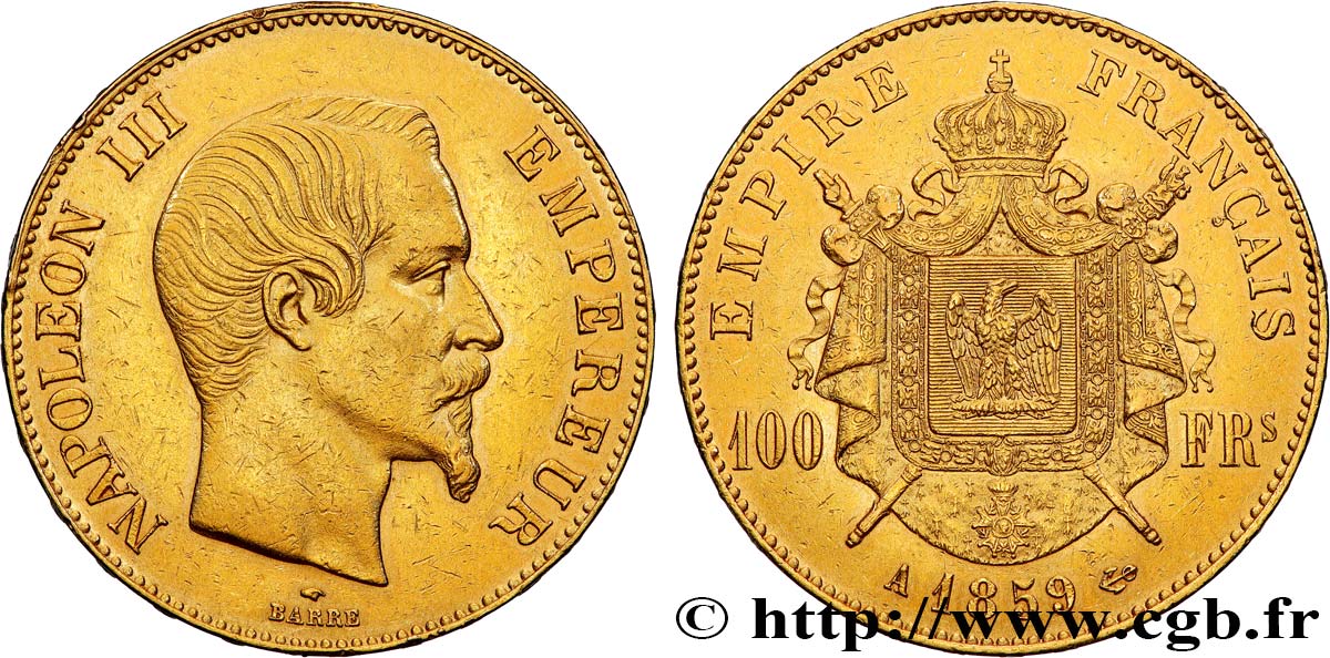 100 francs or Napoléon III tête nue 1859 Paris F.550/7 TTB+