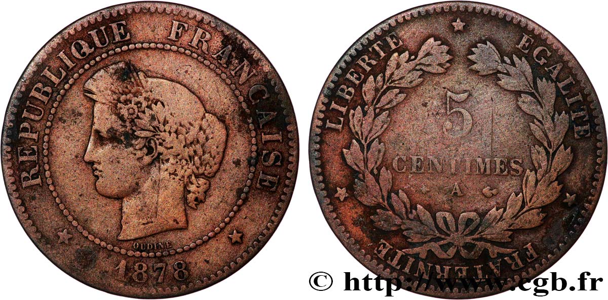 5 centimes Cérès 1878 Paris F.118/17 B