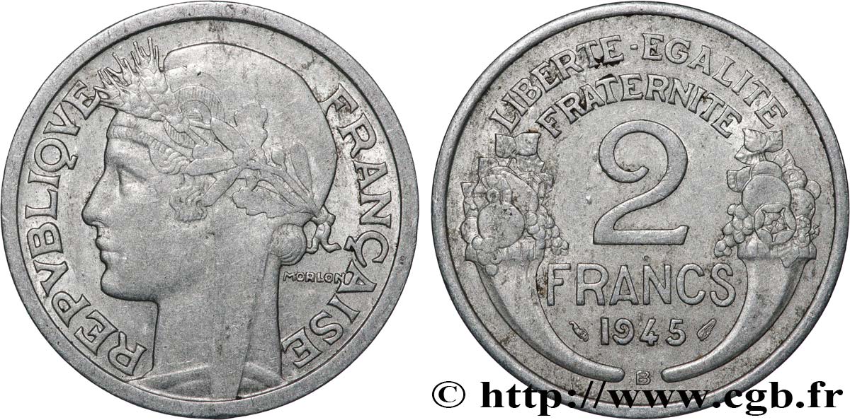 2 francs Morlon, aluminium 1945 Beaumont-Le-Roger F.269/6 TB