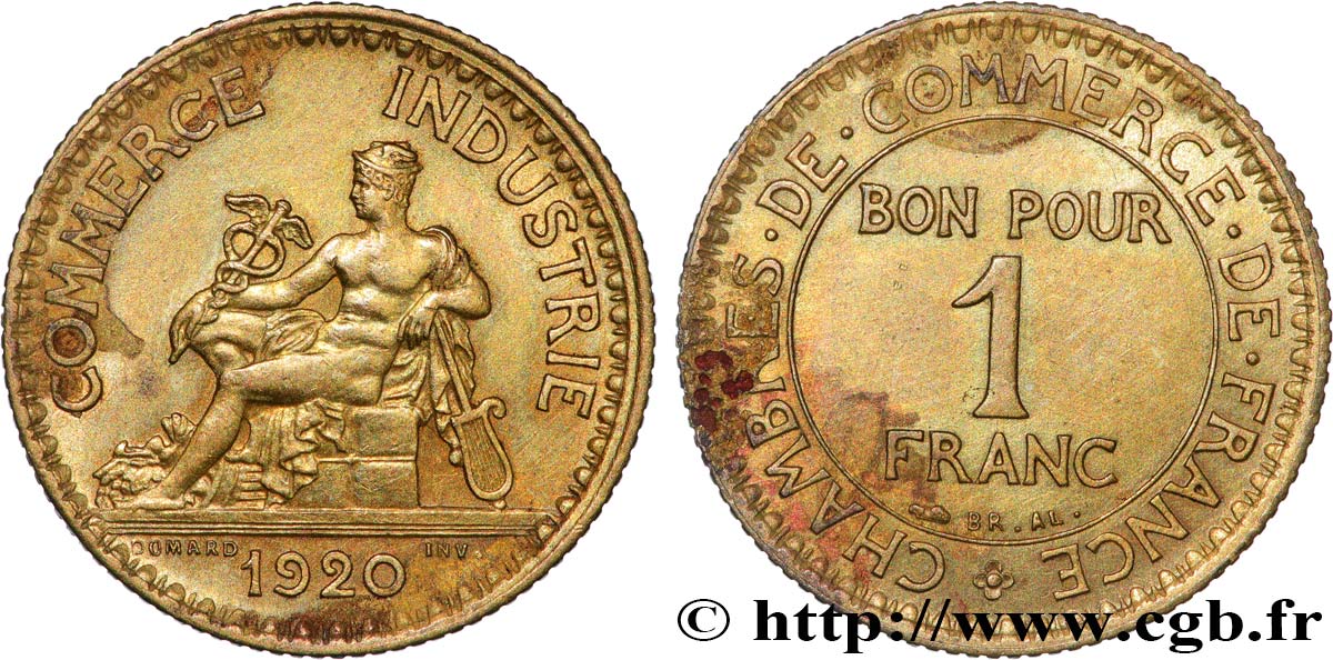 1 franc Chambres de Commerce 1920 Paris F.218/2 TTB