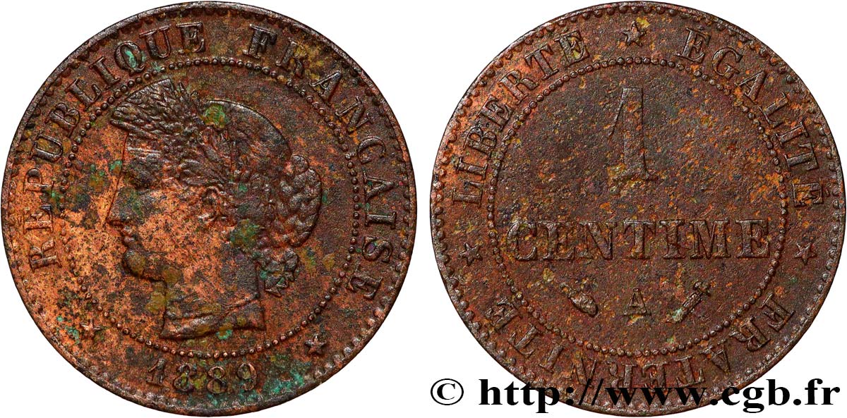 1 centime Cérès 1889 Paris F.104/16 BC
