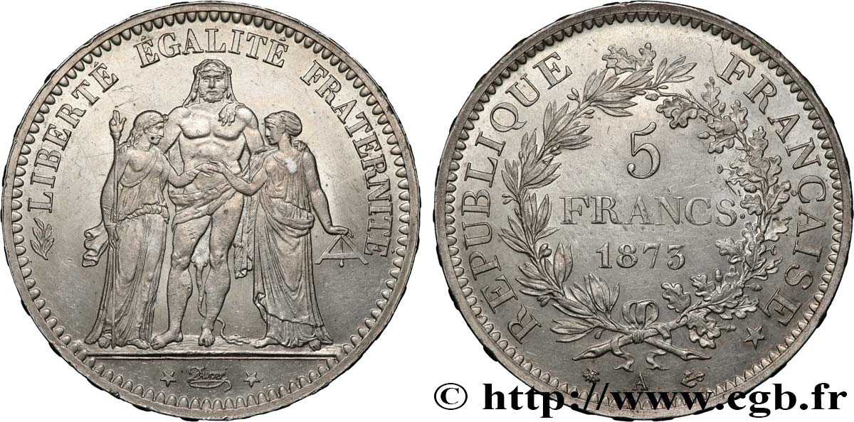 5 francs Hercule 1873 Paris F.334/9 TB