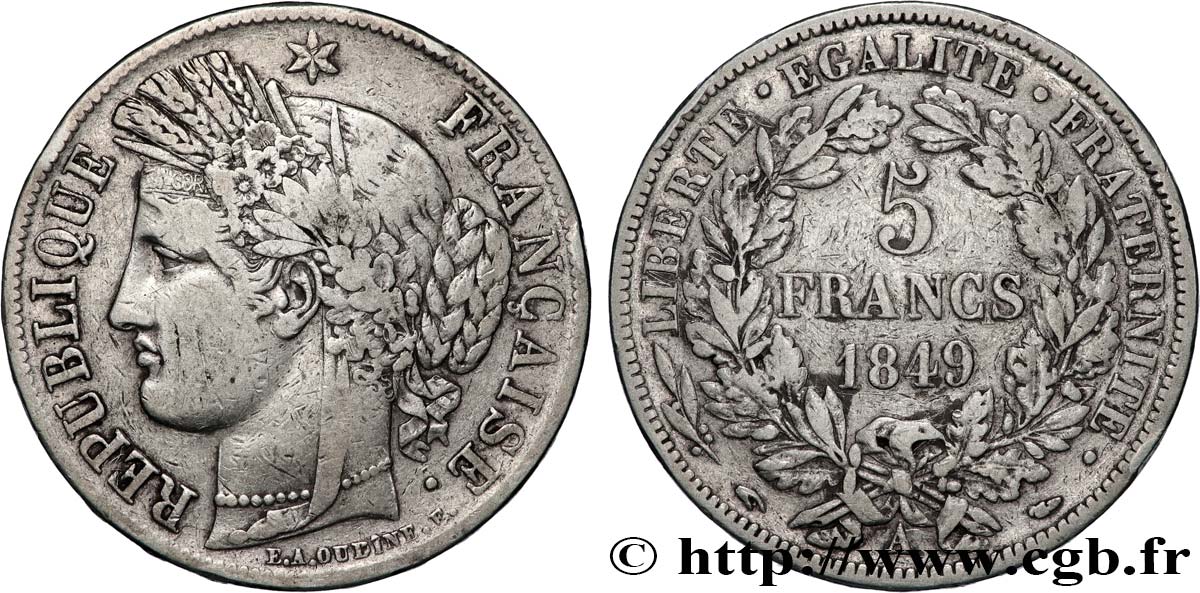 5 francs Cérès, IIe République 1849 Paris F.327/1 BC