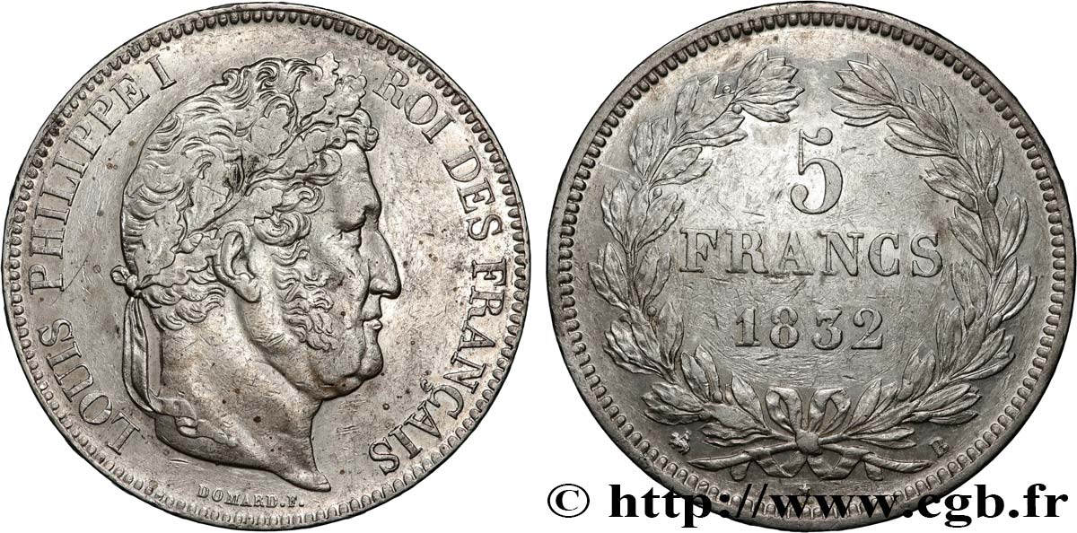 5 francs IIe type Domard 1832 Rouen F.324/2 TTB+