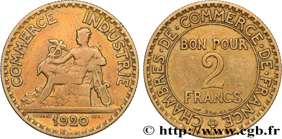 2 francs Chambres de Commerce 1920  F.267/2 q.MB 