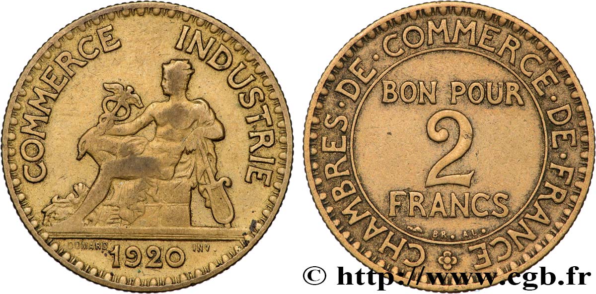 2 francs Chambres de Commerce 1920  F.267/2 B+ 