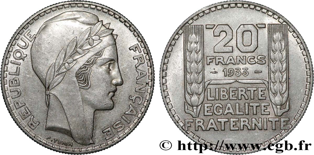 20 Francs Turin Rameaux Courts 1933 F 400 4 Fmd 832439 Modernes