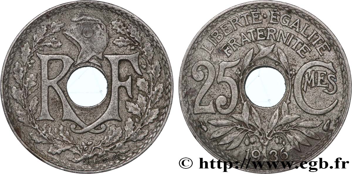 25 centimes Lindauer 1936  F.171/19 TB