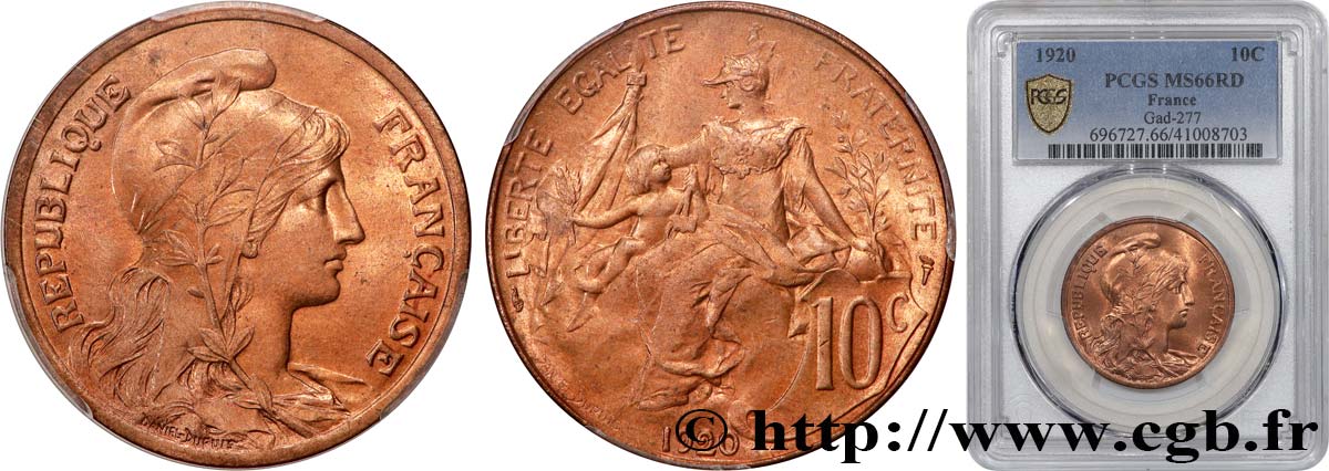 10 centimes Daniel-Dupuis 1920  F.136/29 FDC66 PCGS