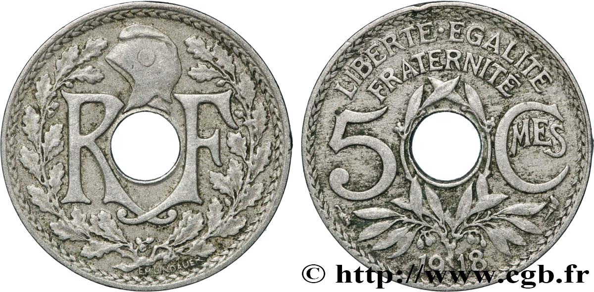 5 centimes Lindauer, grand module 1918 Paris F.121/2 BC+