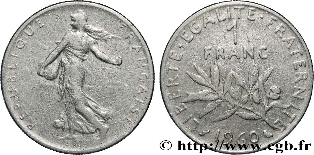 1 franc Semeuse, nickel 1960 Paris F.226/4 TB+