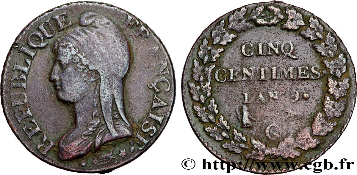 Cinq centimes Dupré, grand module 1801 Genève F.115/158 BC+ 