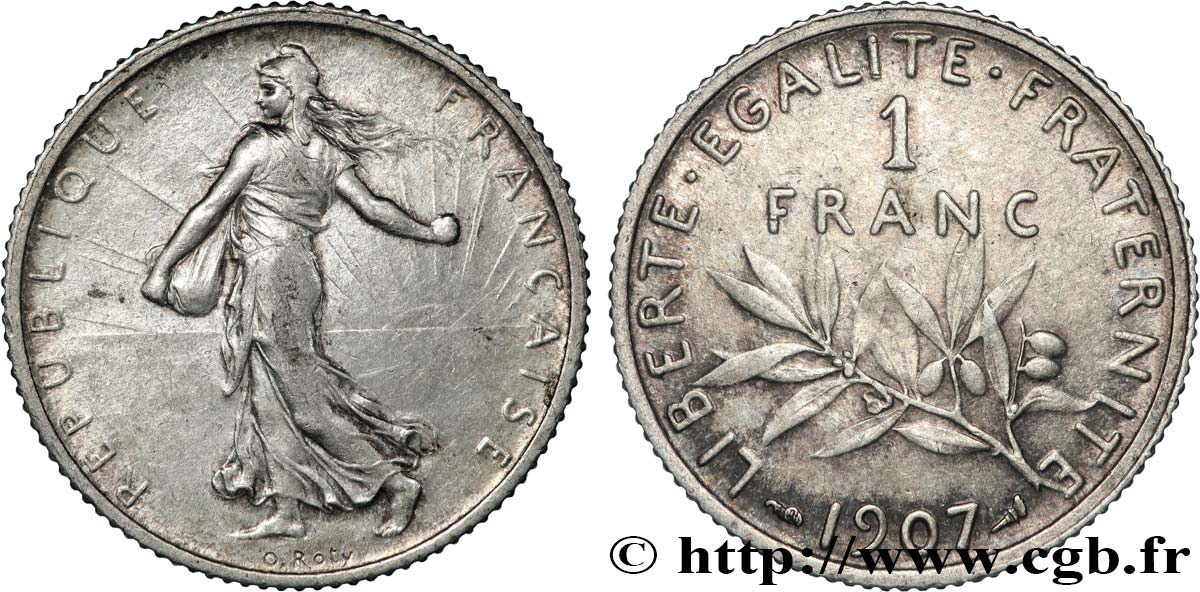 1 franc Semeuse 1907  F.217/12 TTB+ 