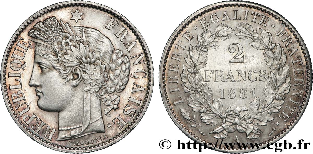 2 francs Cérès, avec légende 1881 Paris F.265/12 SUP61 