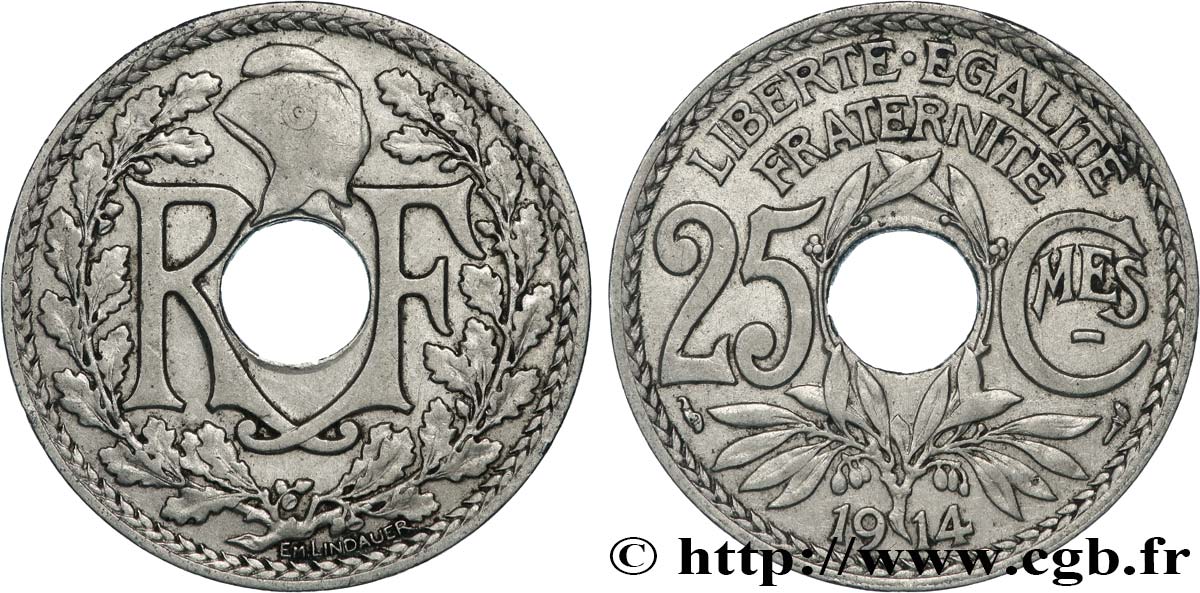25 centimes Lindauer, Cmes souligné 1914  F.170/2 TTB
