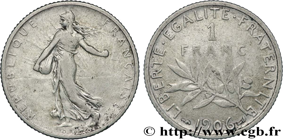 1 franc Semeuse 1906 Paris F.217/11 TB