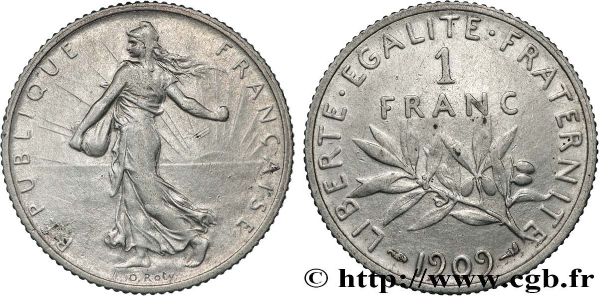1 franc Semeuse 1909 Paris F.217/14 BC+